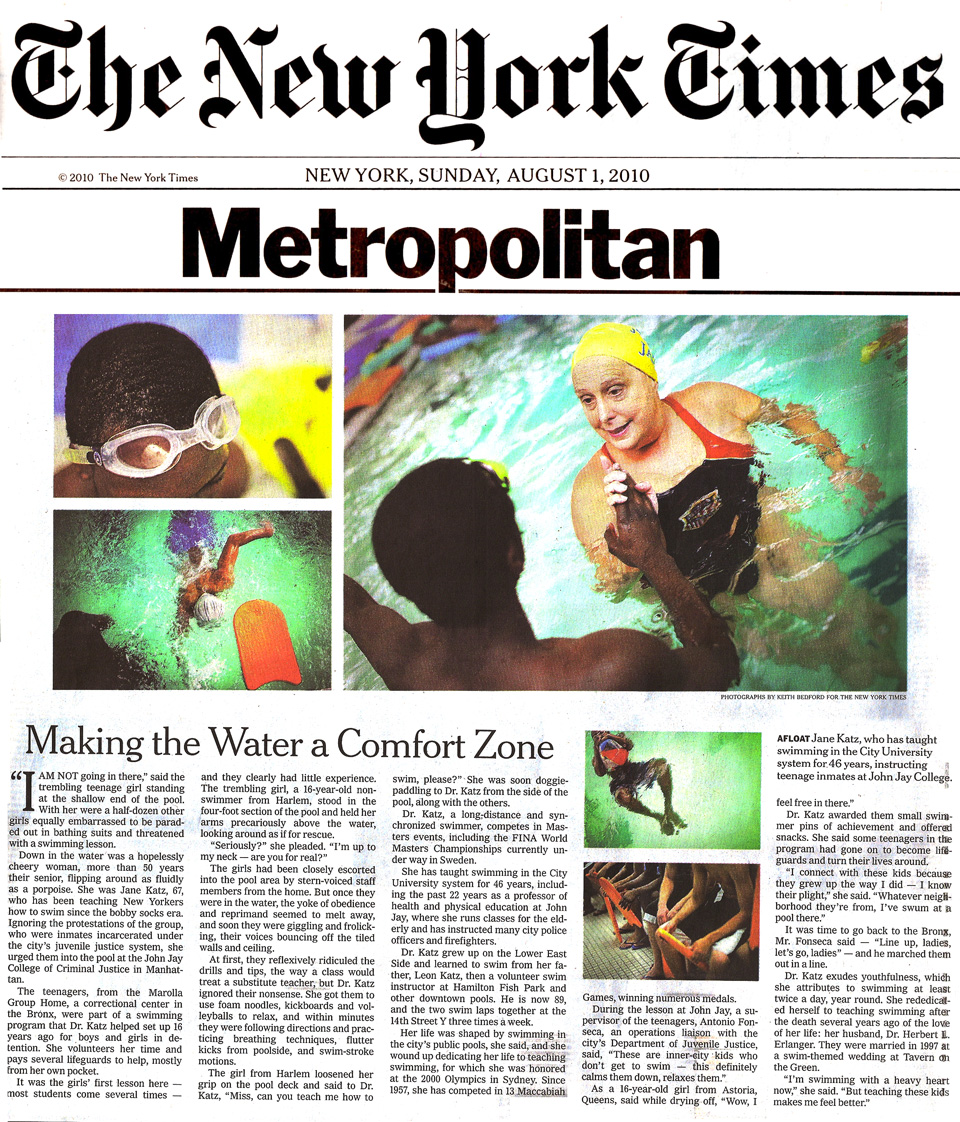 Jane Katz featured in New York Times, August 1st, 2010